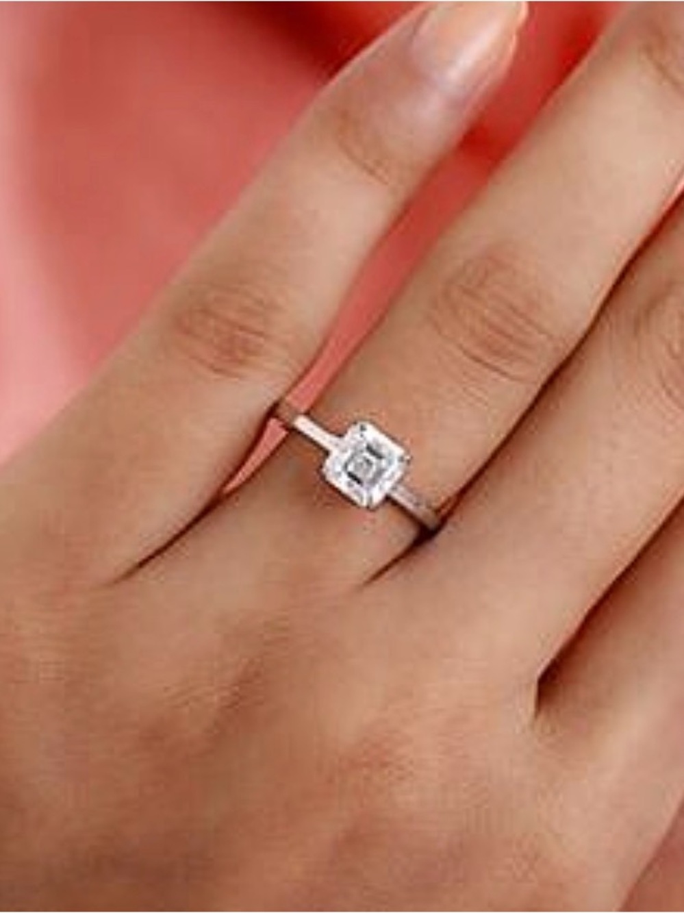Asher Cut Moissanite ring Platinum over Sterling Silver setting 1.45 ctw